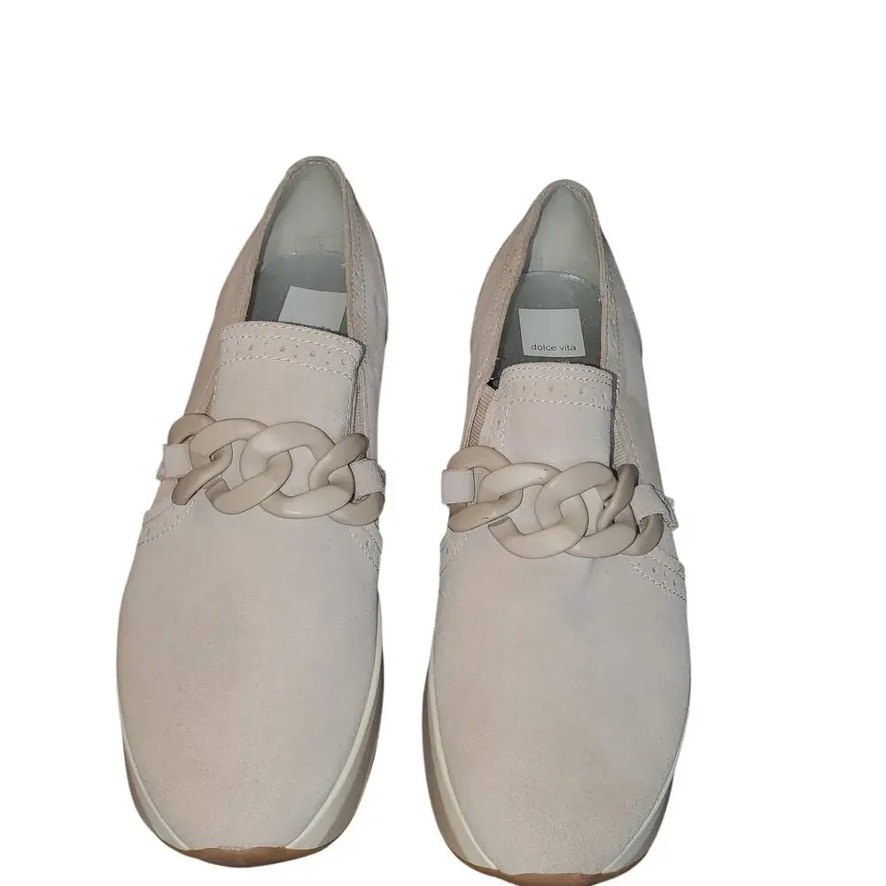 Dolce Vita Jhenee Platform Loafer Sneaker Beige Suede Leather Size 11 NEW READ